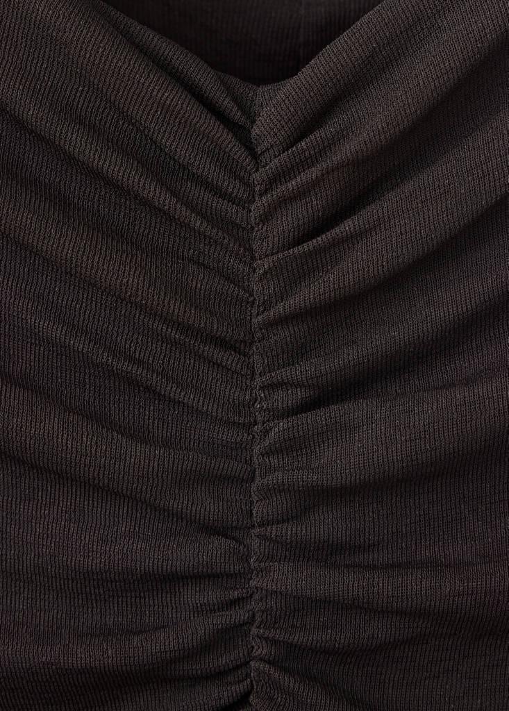 Brown Ruched Tops, Dark Brown, large image number 6