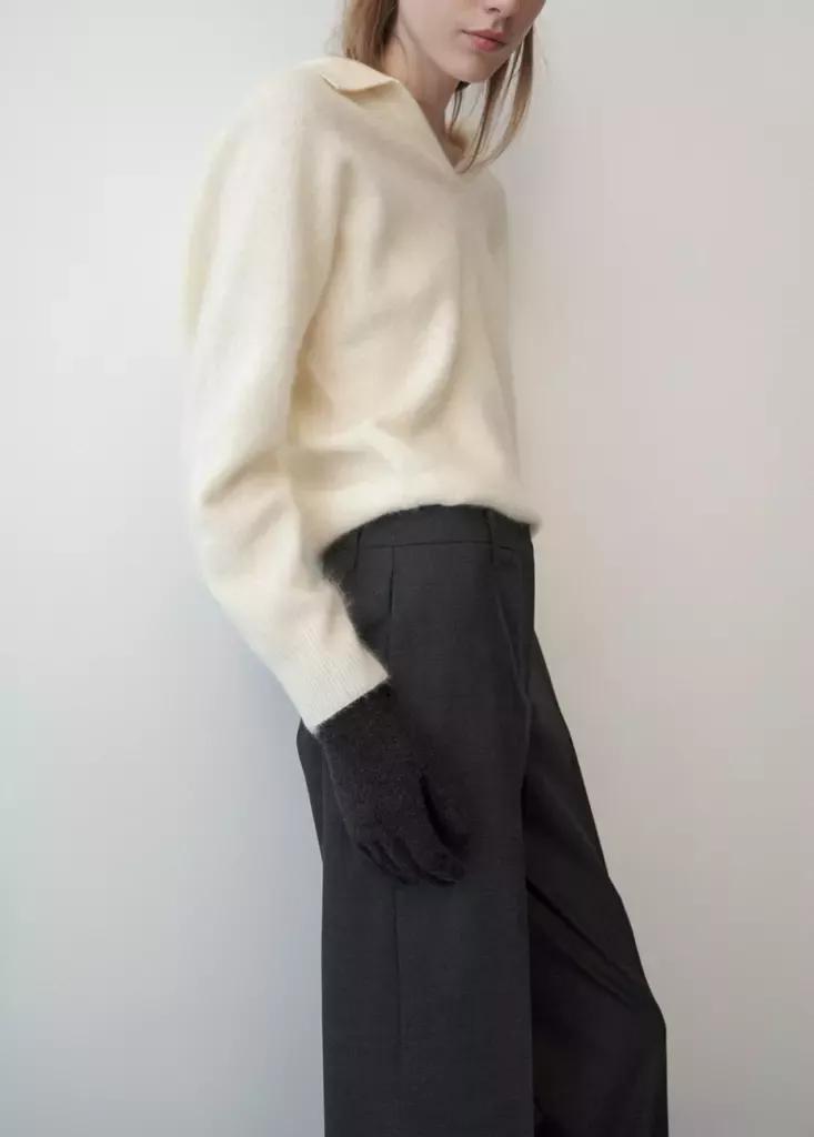 Grey 100% Cashmere Gloves, Charcoal, large image number 1
