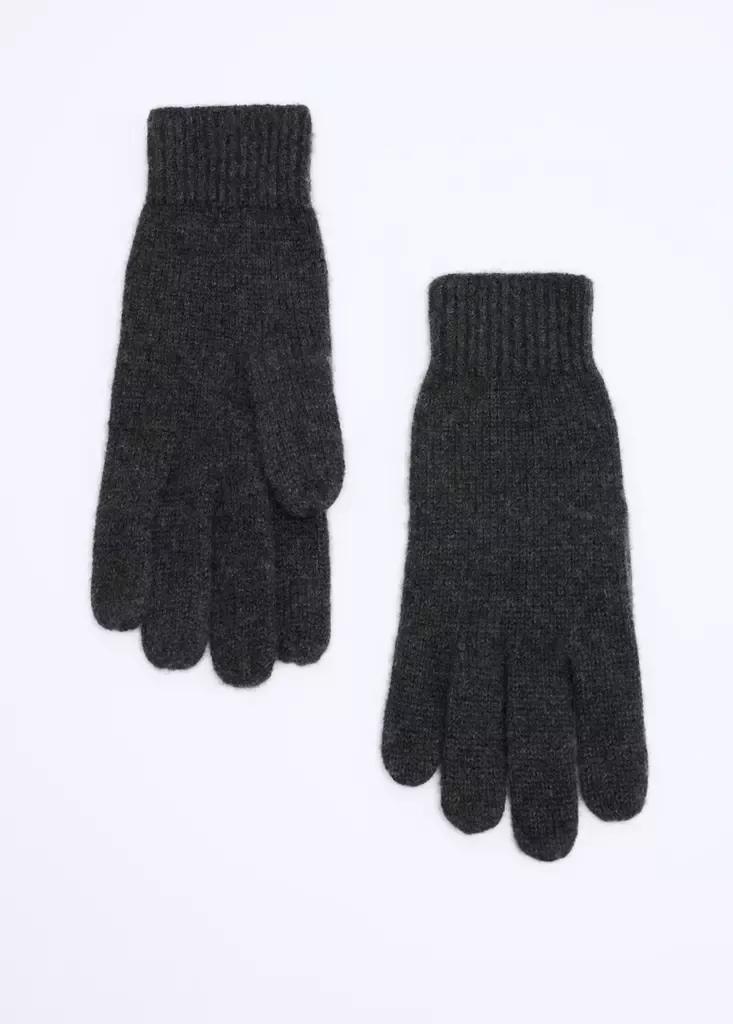 Grey 100% Cashmere Gloves, Charcoal, large image number 2