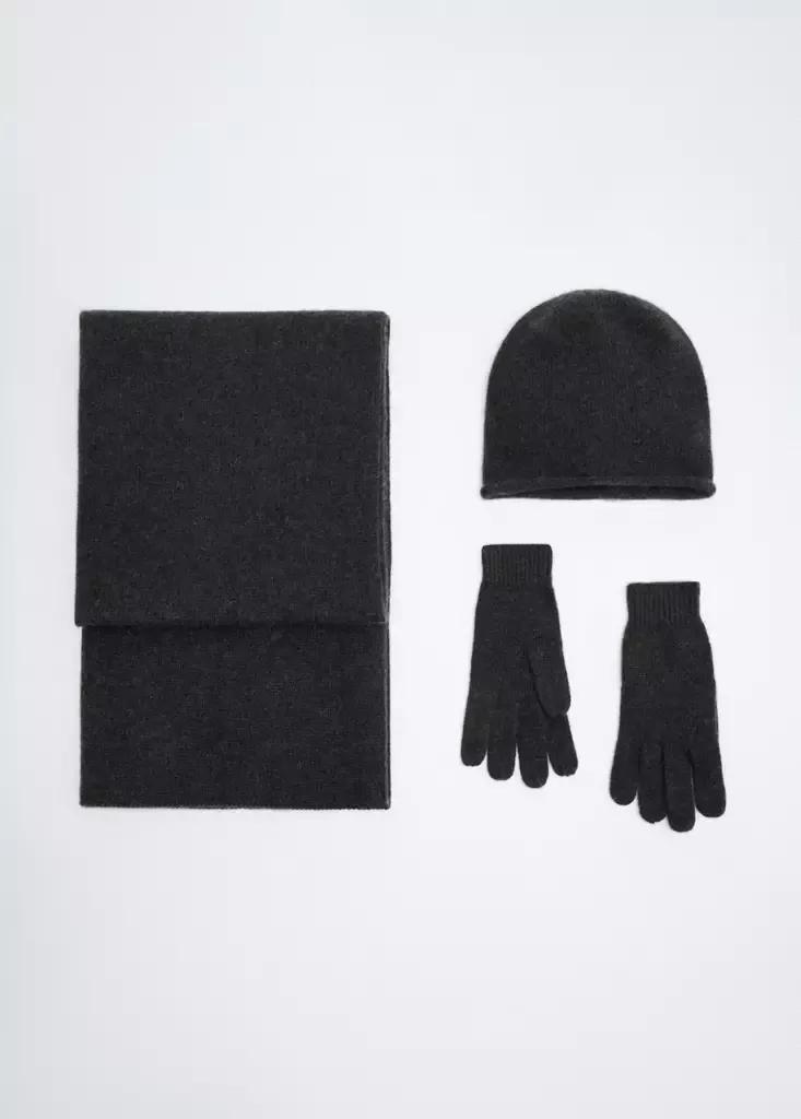 Grey 100% Cashmere Gloves, Charcoal, large image number 4