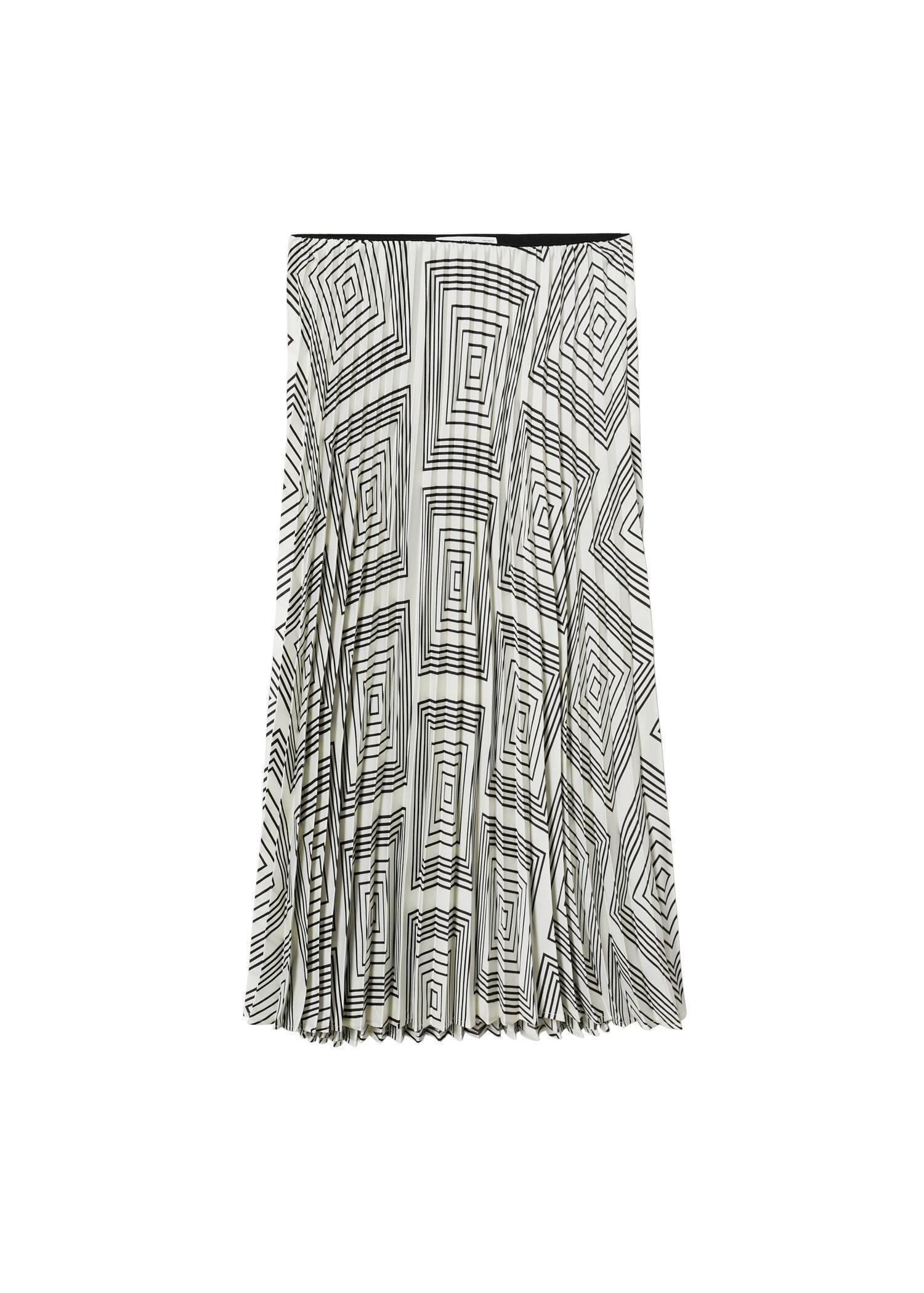 White Geometric Print Pleated Skirt, , large image number 3