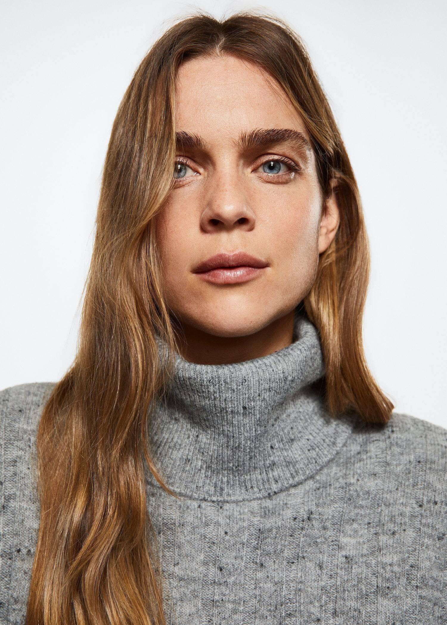 Grey Fleece Turtleneck Sweater, , large image number 2