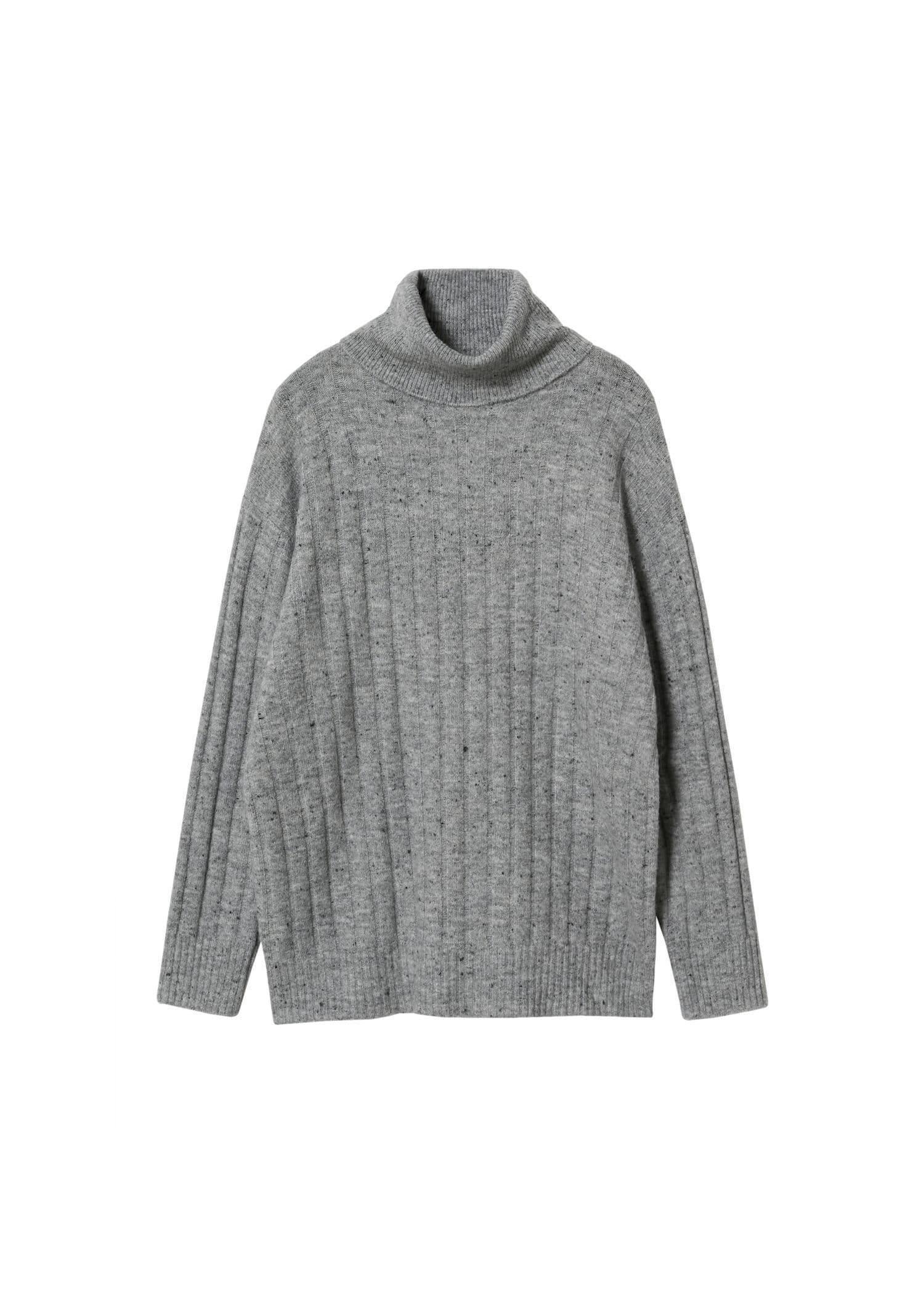 Grey Fleece Turtleneck Sweater, , large image number 3