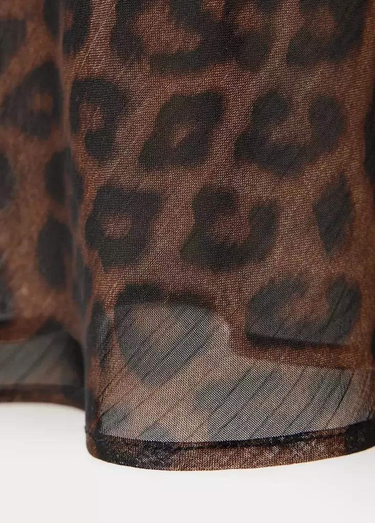 Brown Leopard Print Lace Top, Brown, large image number 4