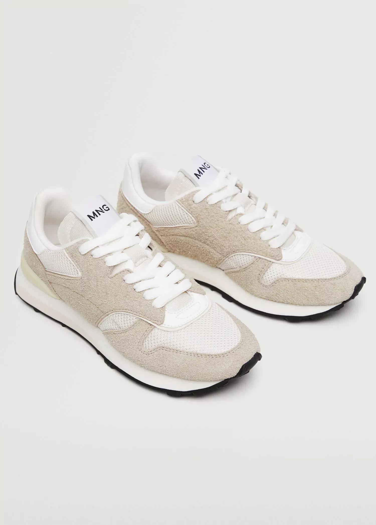 Beige Combined Suede Trainers, , large image number 1