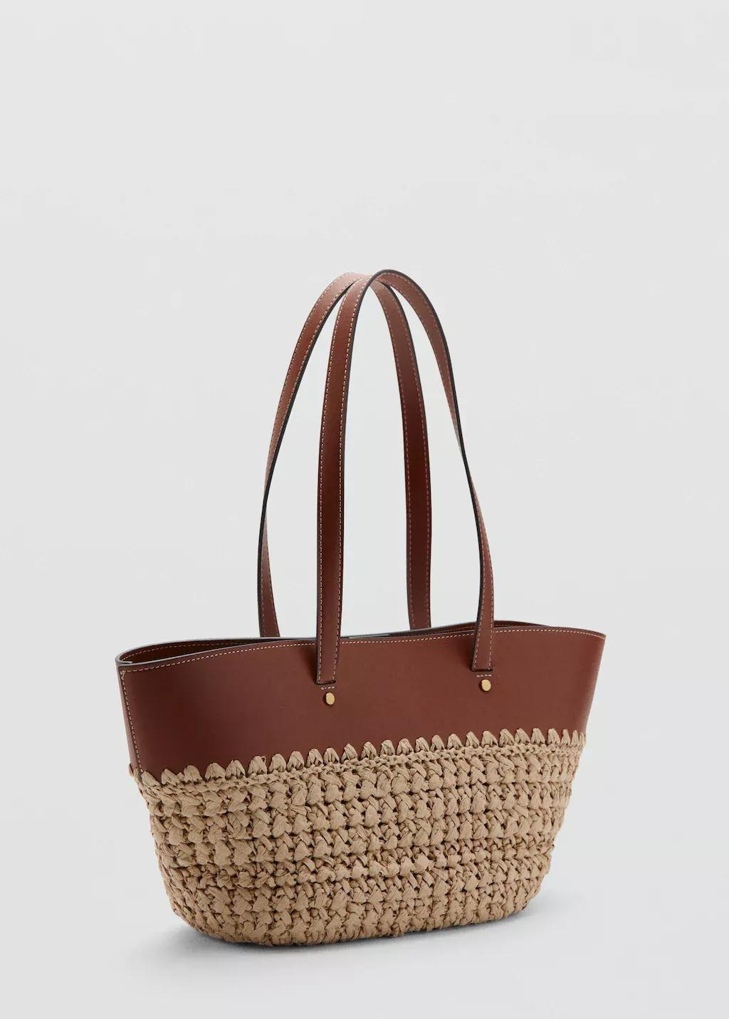 Brown Natural Fibre Tote Bag, Medium Brown, large image number 0
