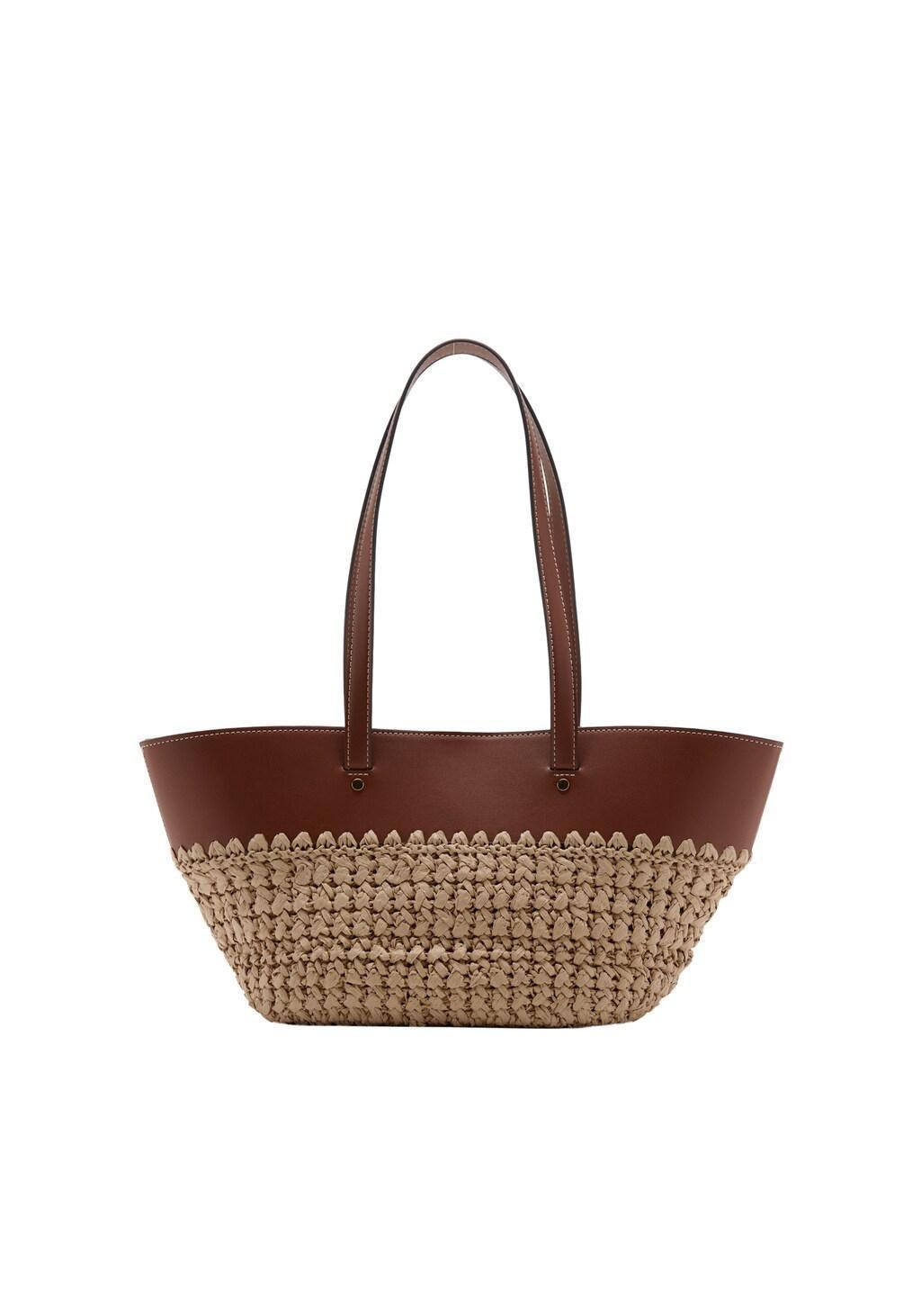 Brown Natural Fibre Tote Bag, Medium Brown, large image number 2