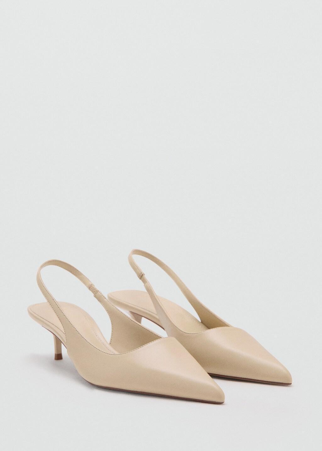 Beige Pointed-Toe Leather Heeled Shoes, Light Beige, large image number 0