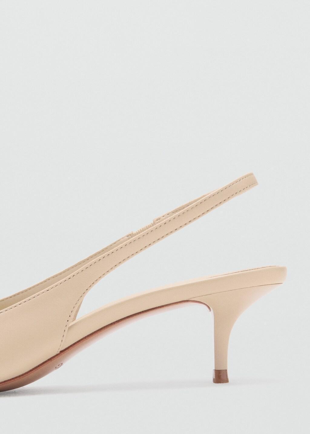 Beige Pointed-Toe Leather Heeled Shoes, Light Beige, large image number 1