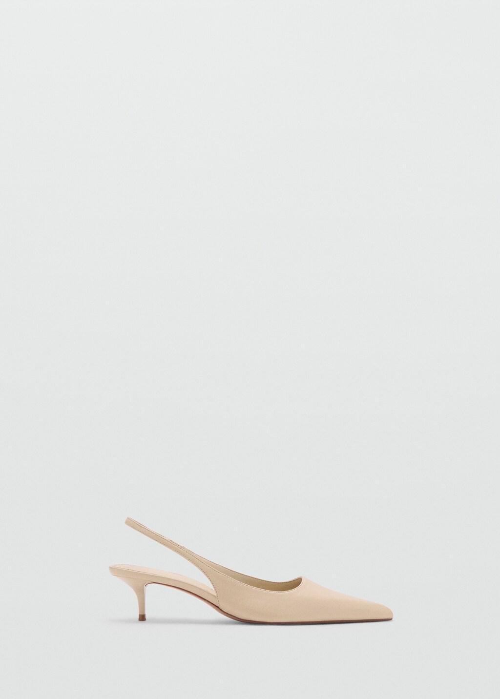 Beige Pointed-Toe Leather Heeled Shoes, Light Beige, large image number 3