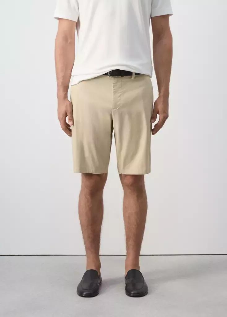 Beige Slim-Fit Chino Cotton Bermuda Shorts, Light Beige, large image number 0