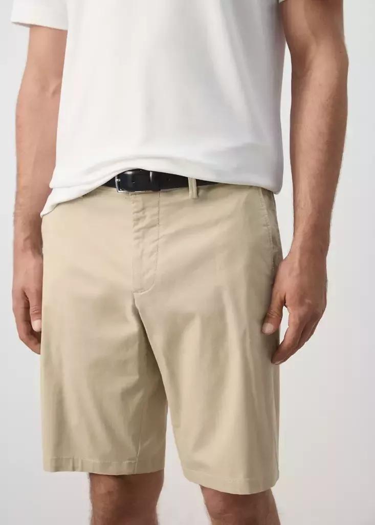Beige Slim-Fit Chino Cotton Bermuda Shorts, Light Beige, large image number 2