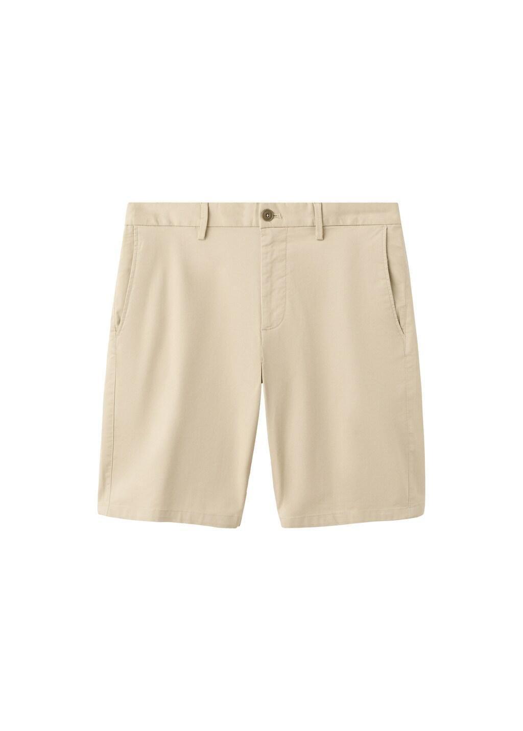 Beige Slim-Fit Chino Cotton Bermuda Shorts, Light Beige, large image number 6