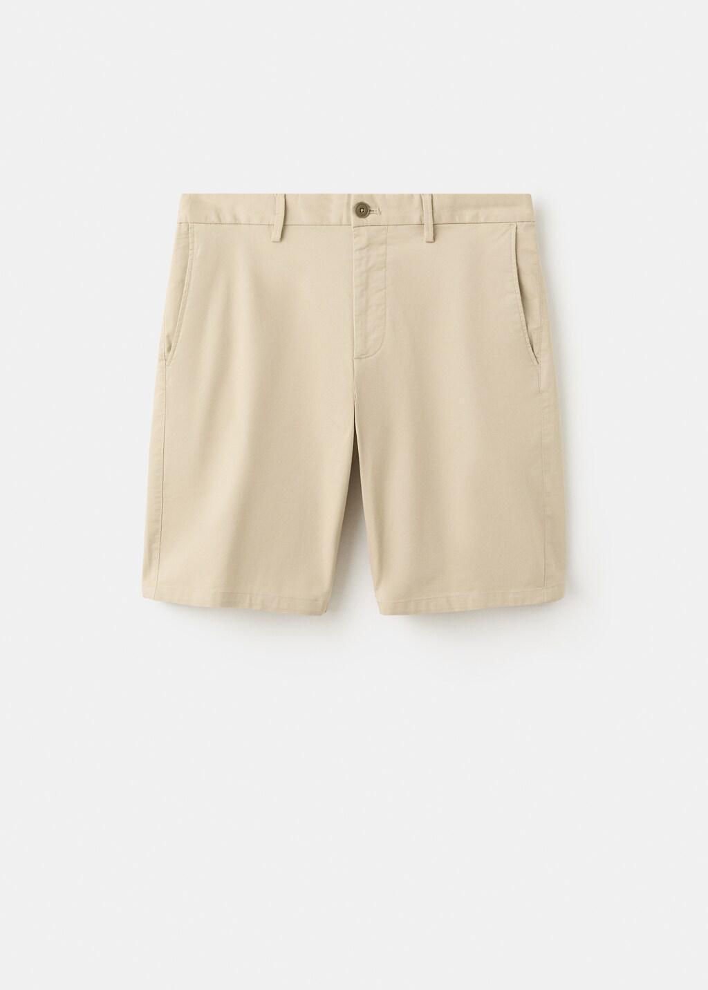 Beige Slim-Fit Chino Cotton Bermuda Shorts, Light Beige, large image number 7