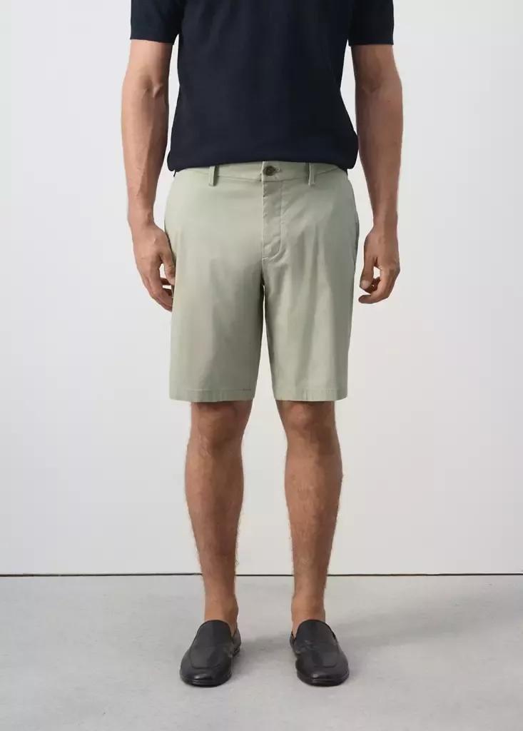Green Slim-Fit Chino Cotton Bermuda Shorts, Green, large image number 0
