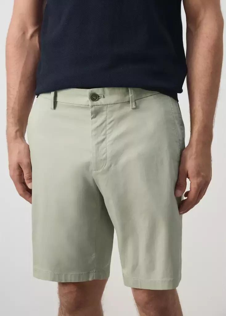 Green Slim-Fit Chino Cotton Bermuda Shorts, Green, large image number 2
