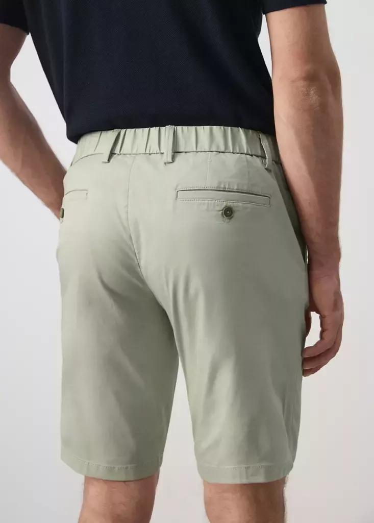 Green Slim-Fit Chino Cotton Bermuda Shorts, Green, large image number 4