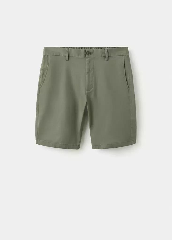 Green Slim-Fit Chino Cotton Bermuda Shorts, Medium Green, large image number 8