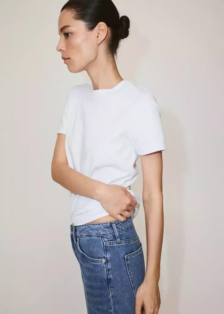 White Cotton T-Shirt, White, large image number 3