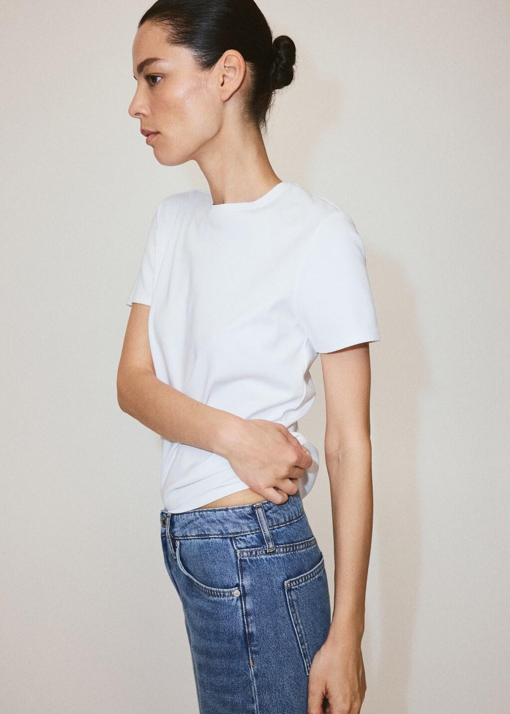 White Cotton T-Shirt, White, large image number 6