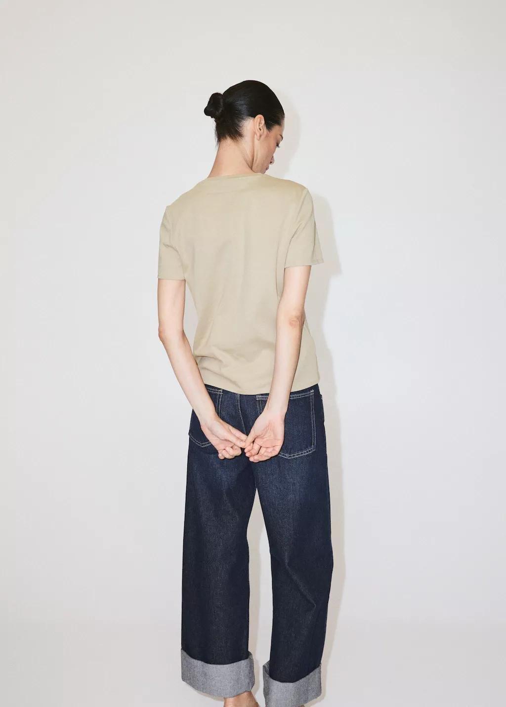 Khaki 100% Cotton T-Shirt, Beige - Khaki, large image number 2