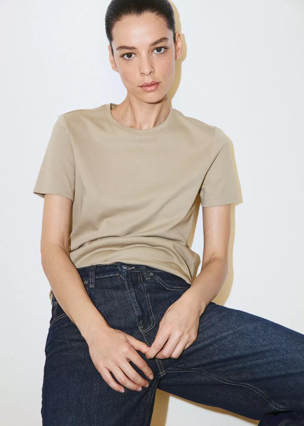 Khaki 100% Cotton T-Shirt, Beige - Khaki, large image number 3