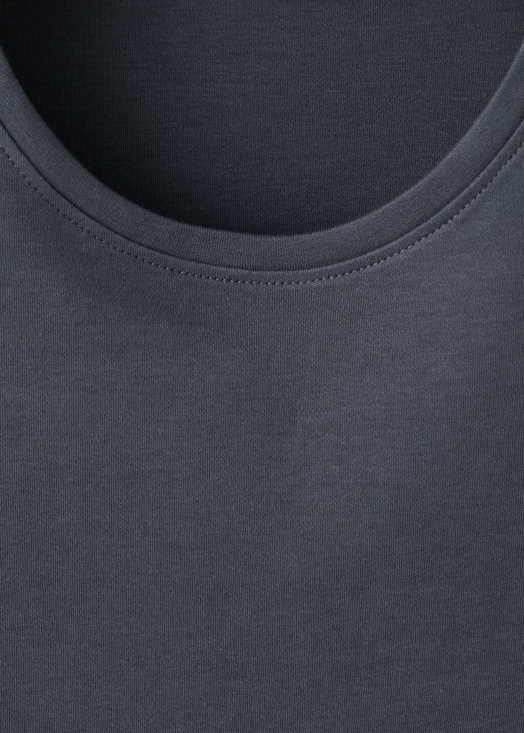 Grey Cotton Round Neck T-Shirt, Grey, medium