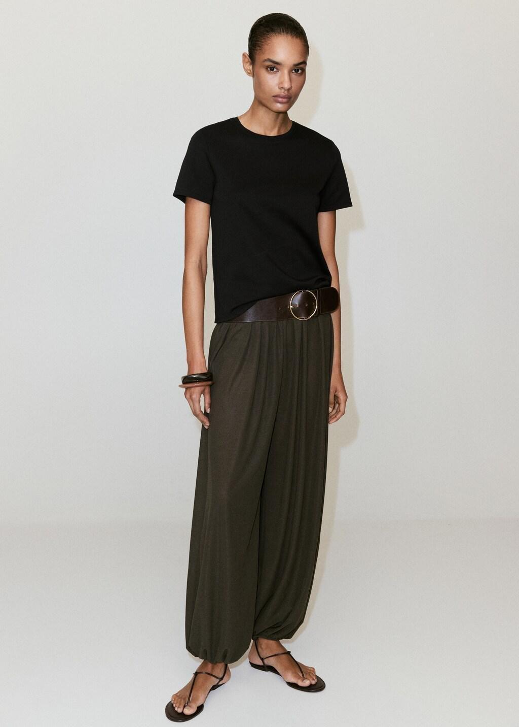 Black Cotton T-Shirt, Black, medium