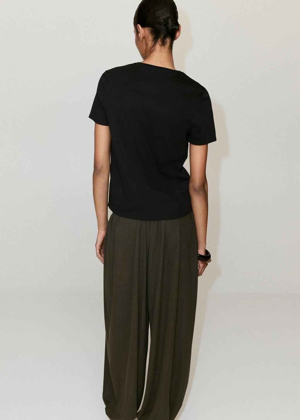 Black Cotton T-Shirt, Black, large image number 2