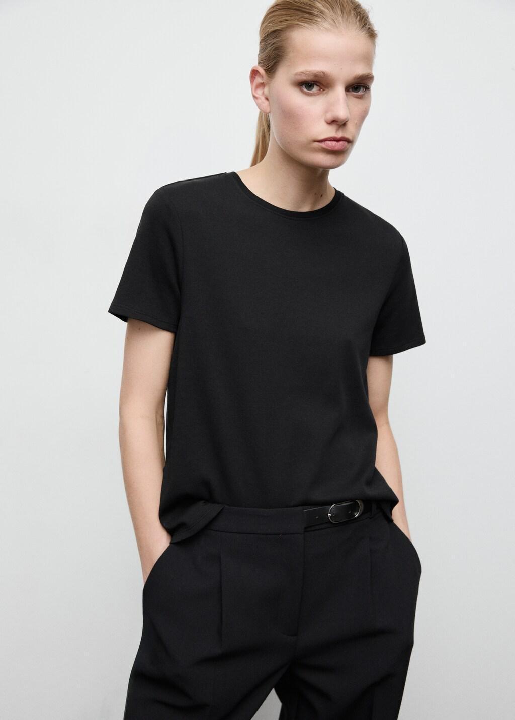 Black Cotton T-Shirt, Black, large image number 3