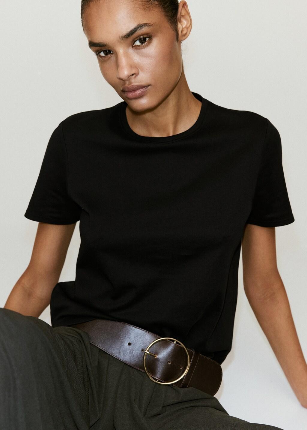 Black Cotton T-Shirt, Black, large image number 4