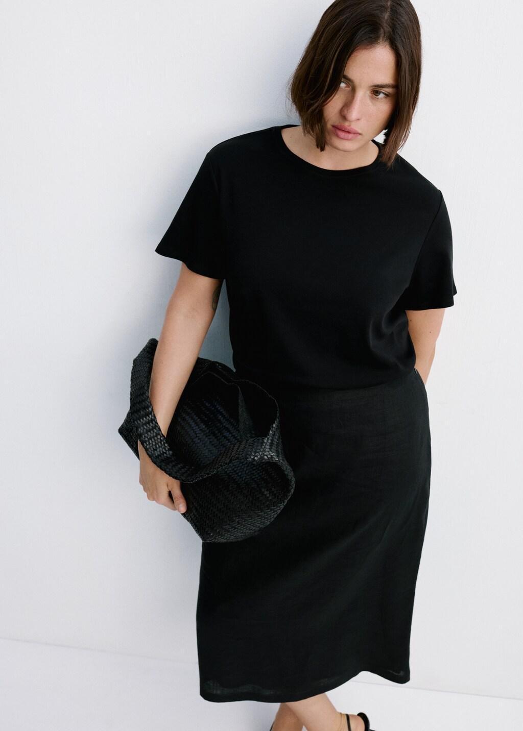 Black Cotton T-Shirt, Black, large image number 10