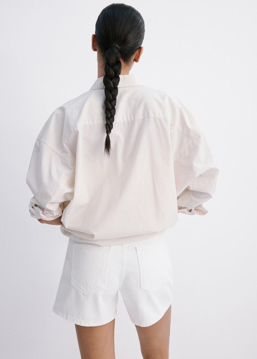 White Straight-Fit Denim Shorts, White, large image number 2