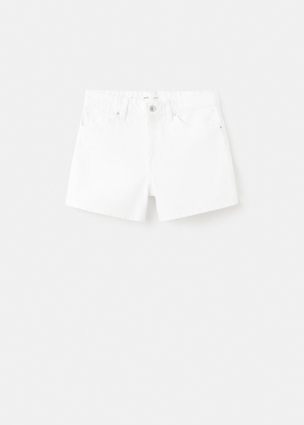 White Straight-Fit Denim Shorts, White, large image number 7