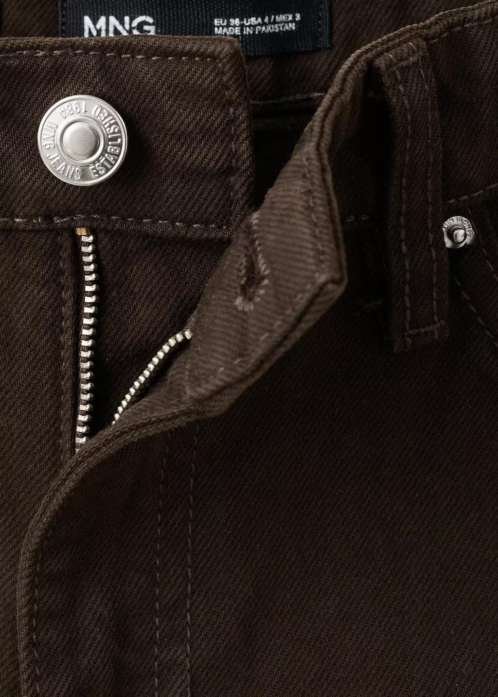 Brown Straight-Fit Denim Shorts, Dark Brown, large image number 1