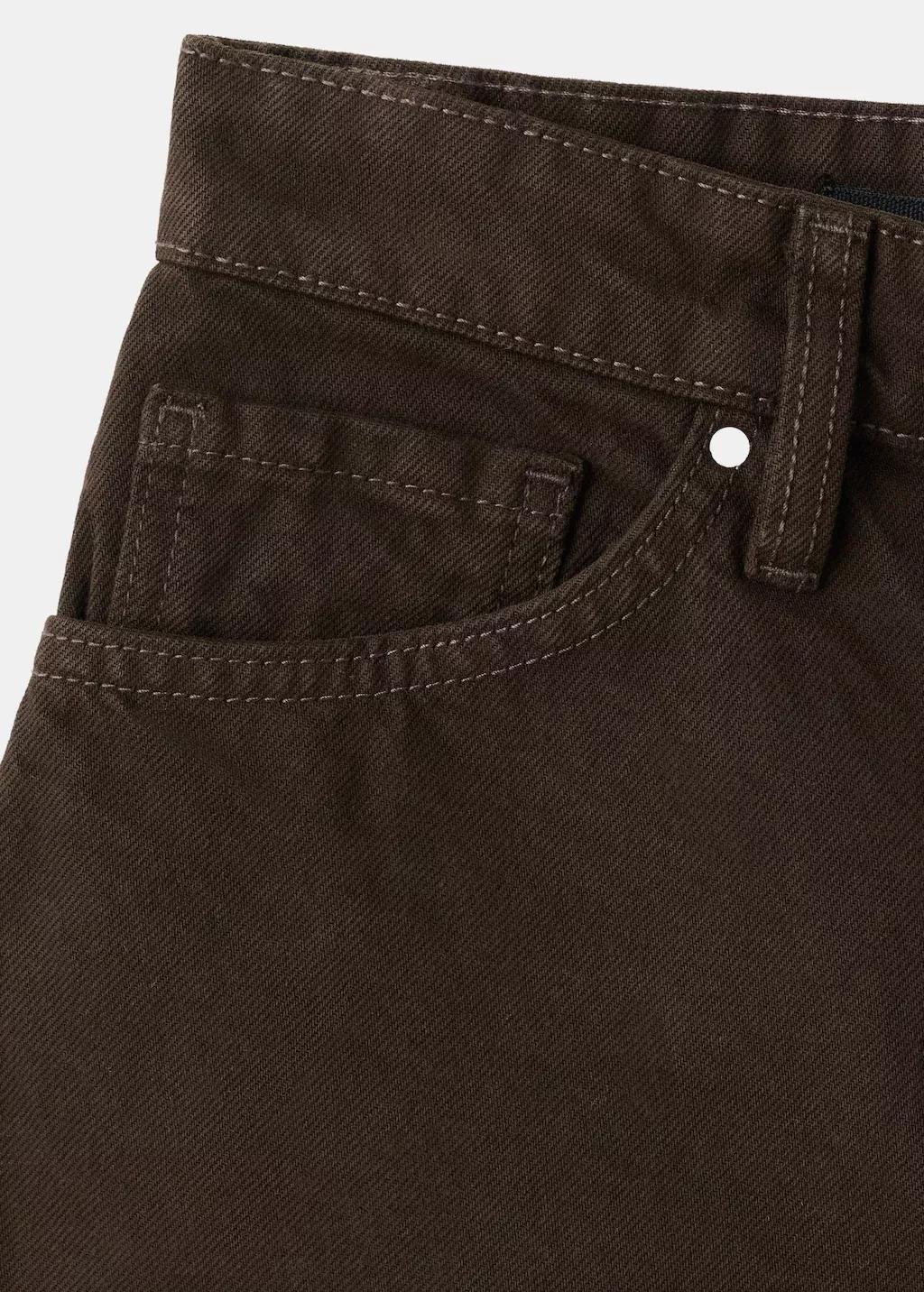 Brown Straight-Fit Denim Shorts, Dark Brown, large image number 5