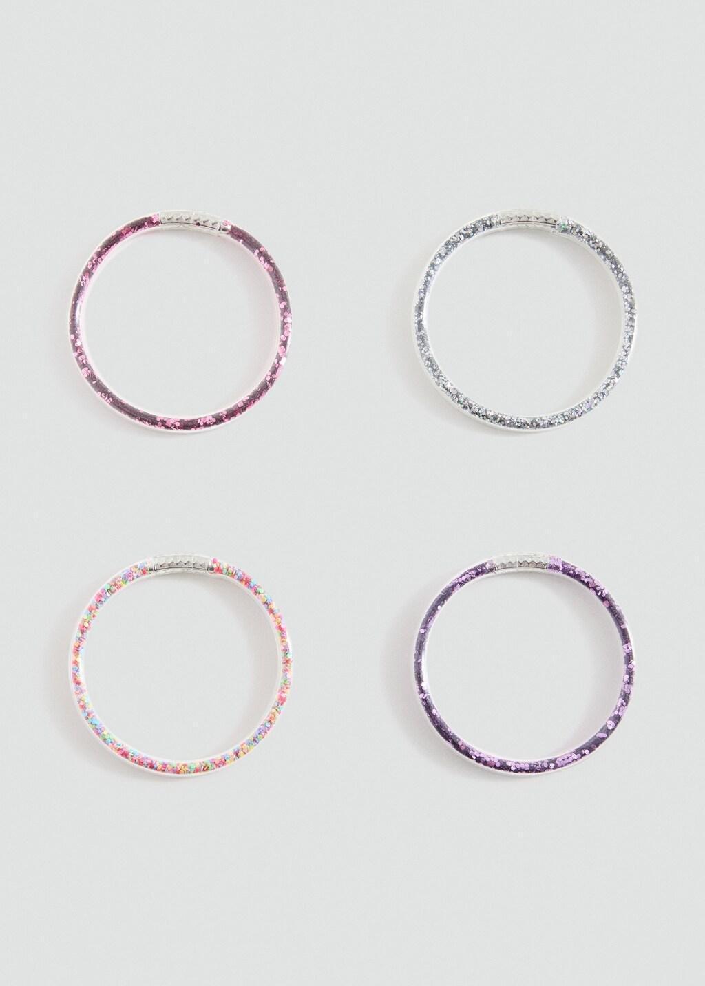 Pink Glitter Bracelets, Set Of 4, Kids Girls, Pink, medium