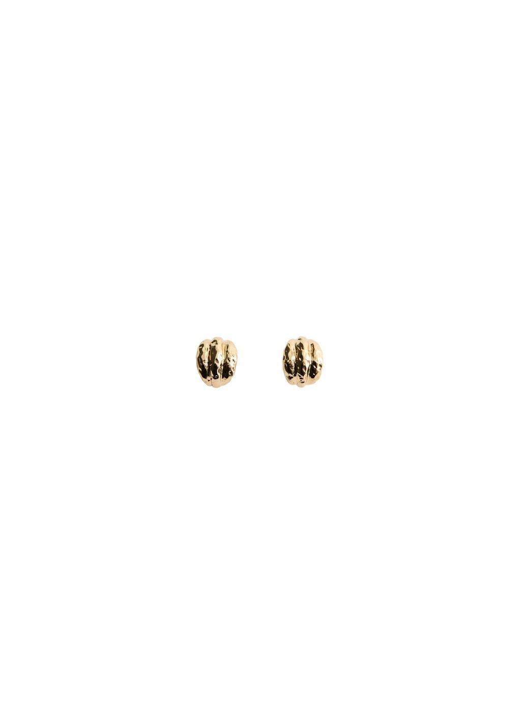 Gold Embossed Semi-Hoop Earrings, Gold, medium