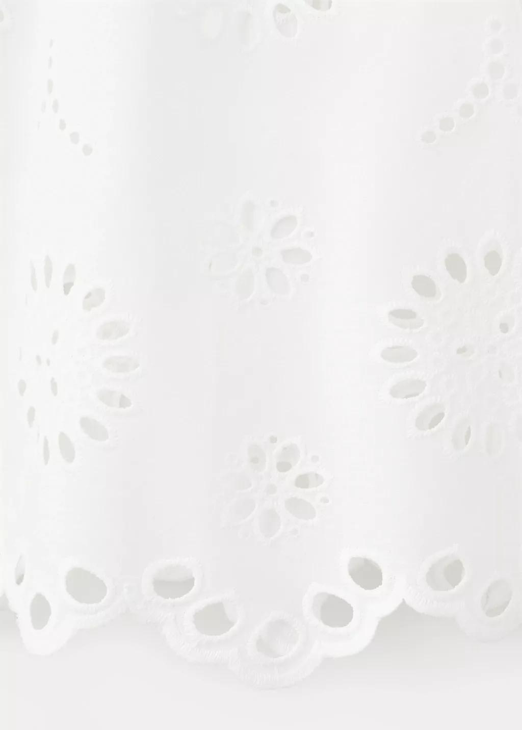 White 100% Cotton Blouse With Broderie Anglaise Embroidery, 0201_02, large image number 5