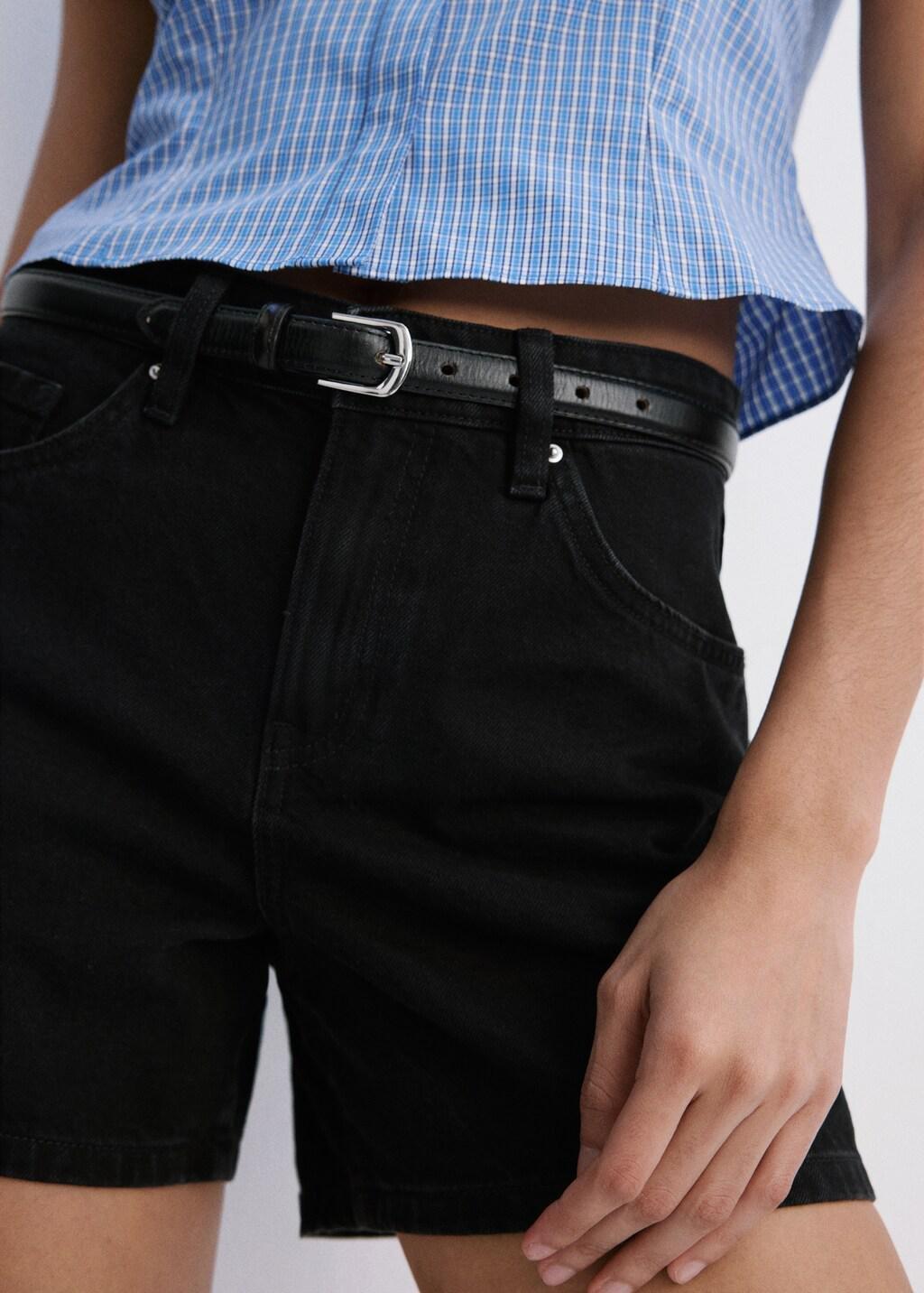 Grey Straight-Fit Denim Shorts, Open Grey, large image number 3