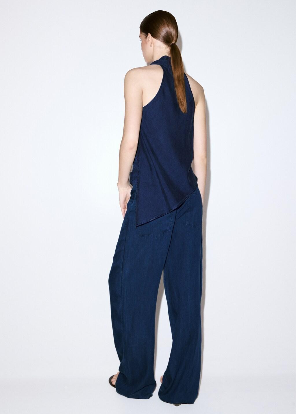 Blue Denim Pants With Bow Belt, Open Blue, large image number 2