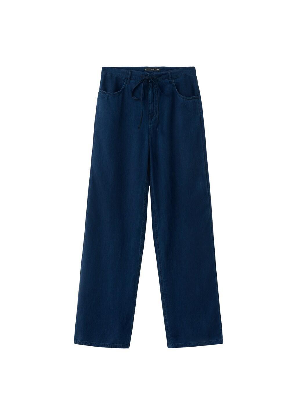 Blue Denim Pants With Bow Belt, Open Blue, large image number 5