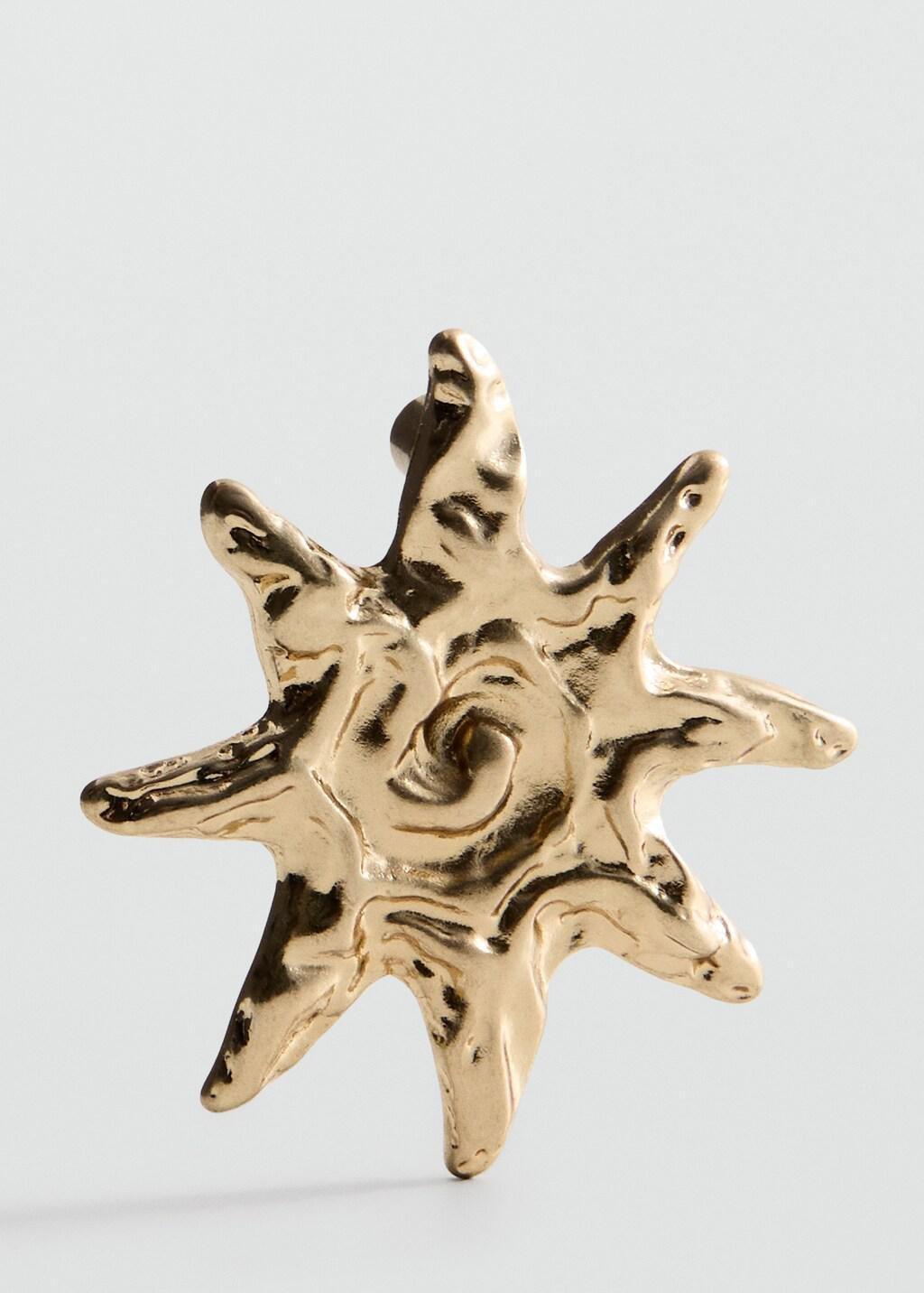 Gold Textured Sun Earrings, Gold, large image number 2