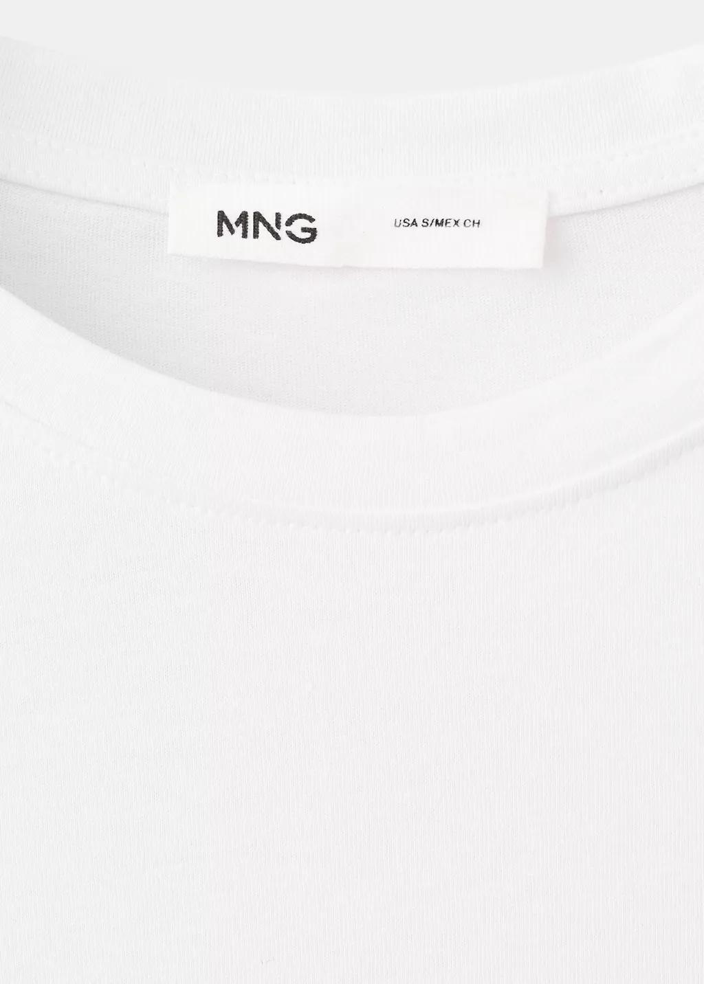 White Rounded Neck Cotton T-Shirt, White, large image number 1
