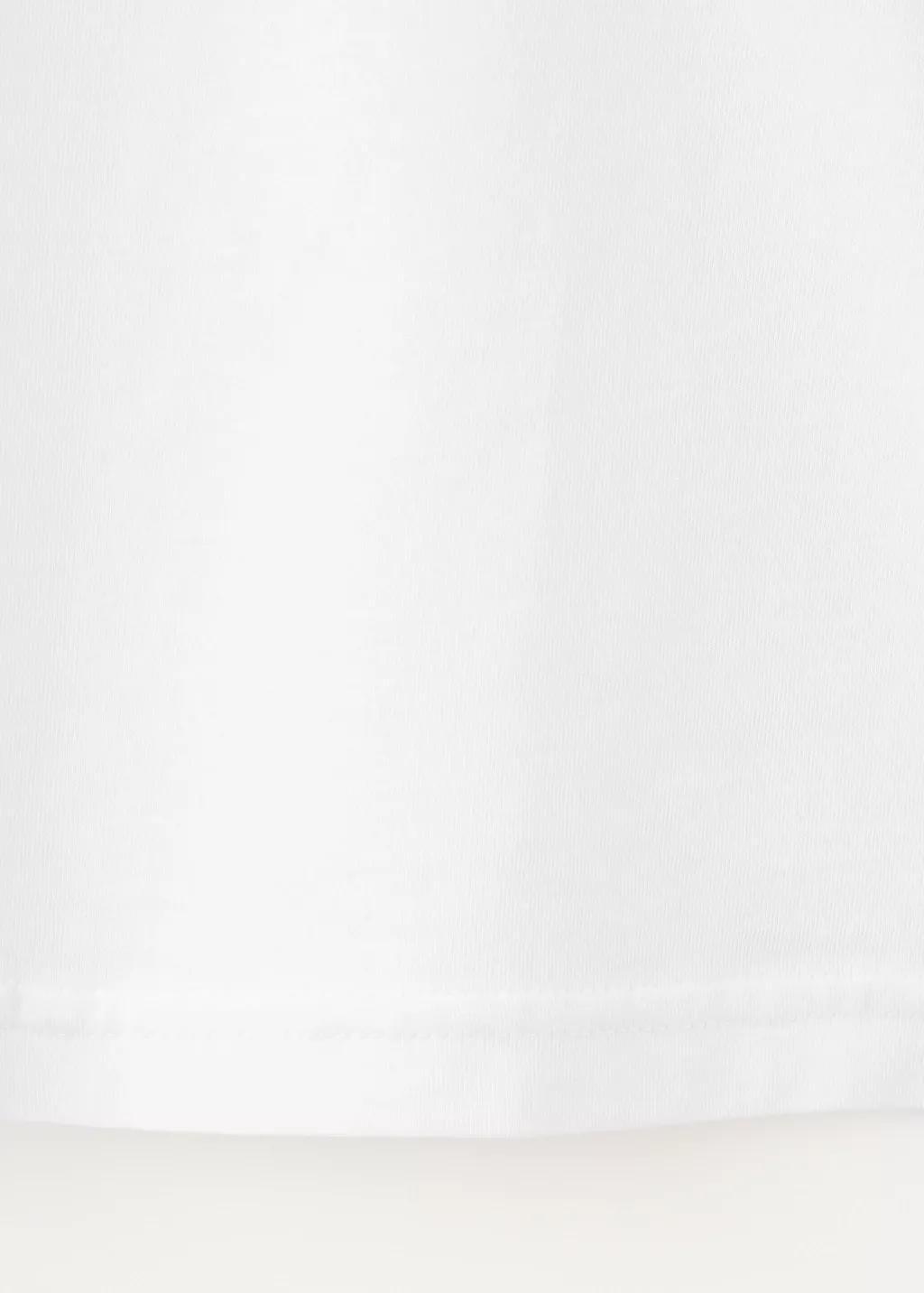White Rounded Neck Cotton T-Shirt, White, large image number 5