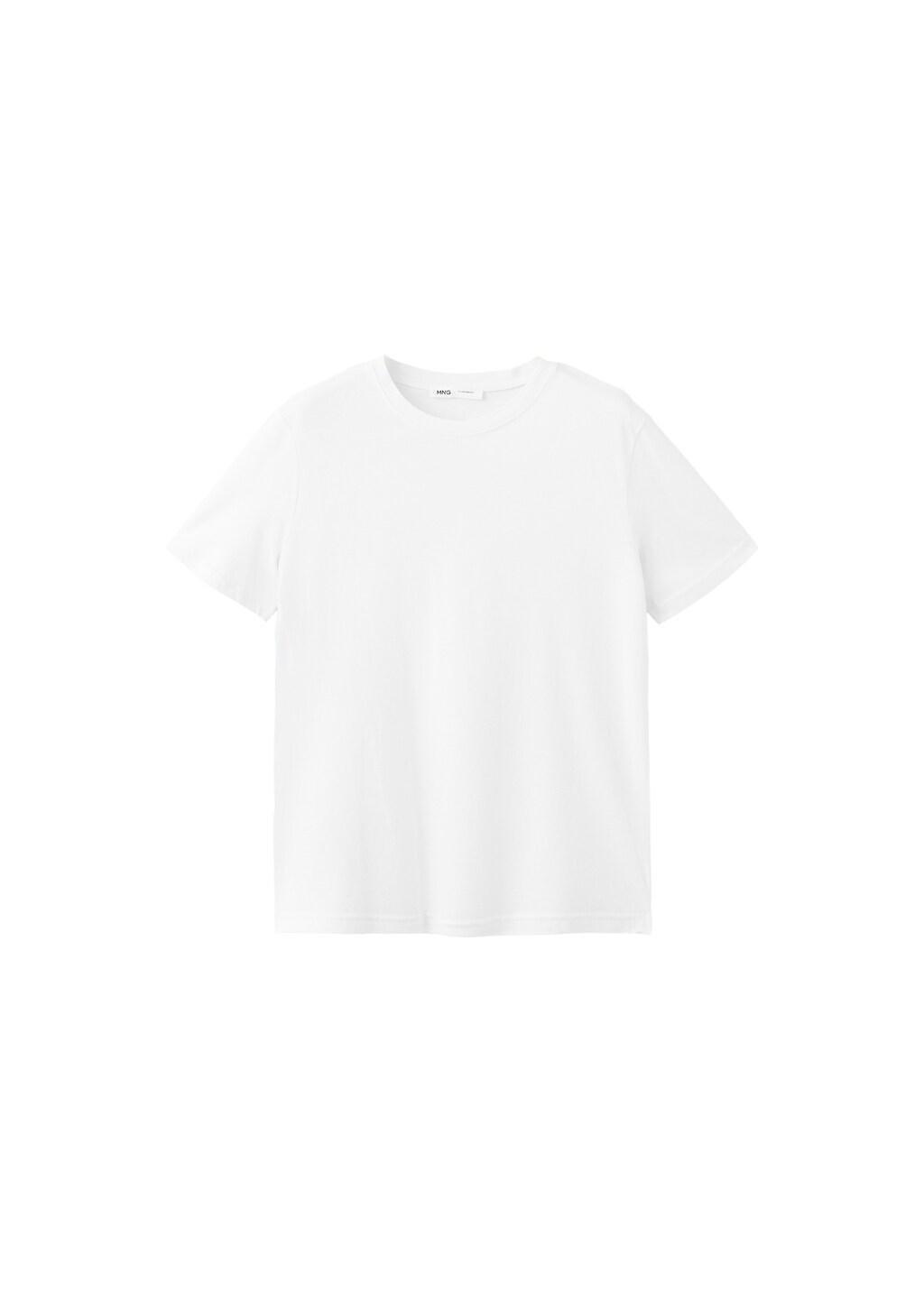 White Rounded Neck Cotton T-Shirt, White, large image number 7