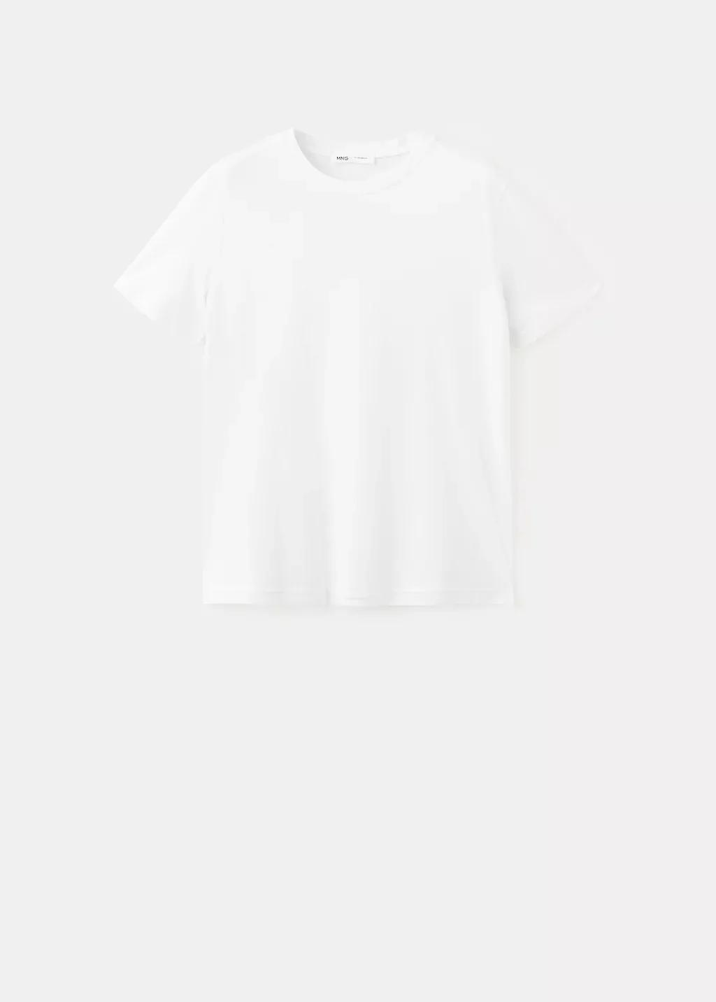 White Rounded Neck Cotton T-Shirt, White, large image number 8