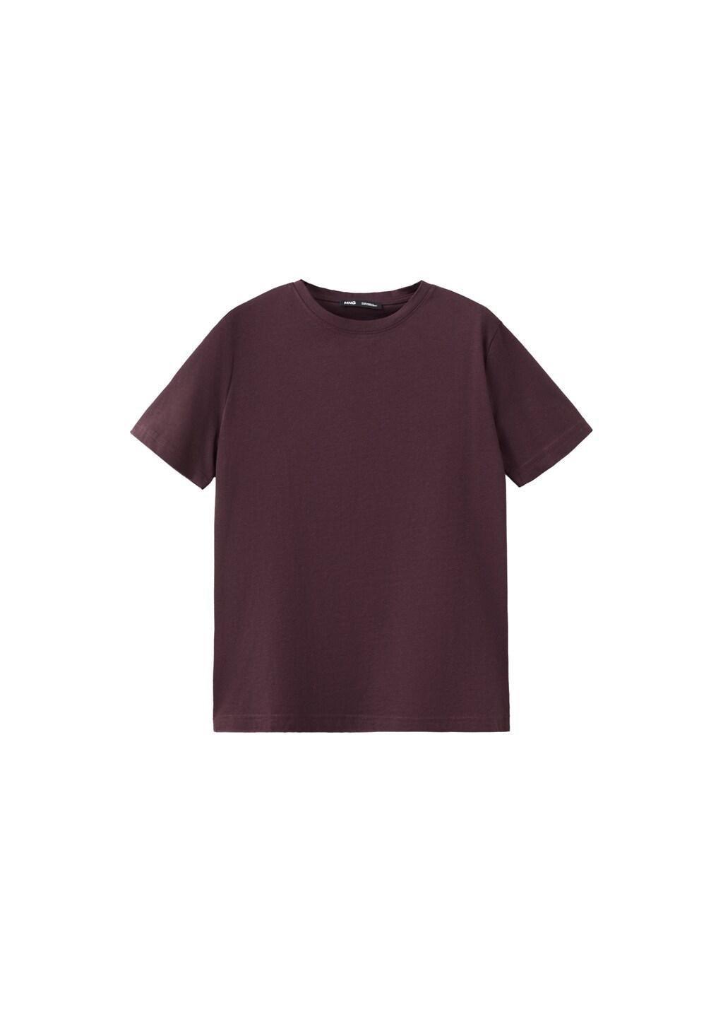 RED Rounded neck cotton t-shirt, Dark Red, large image number 7