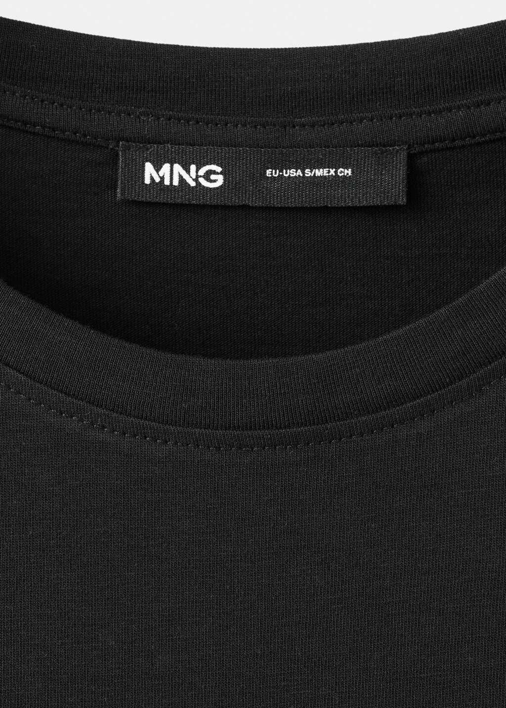 Black Rounded Neck Cotton T-Shirt, Black, medium