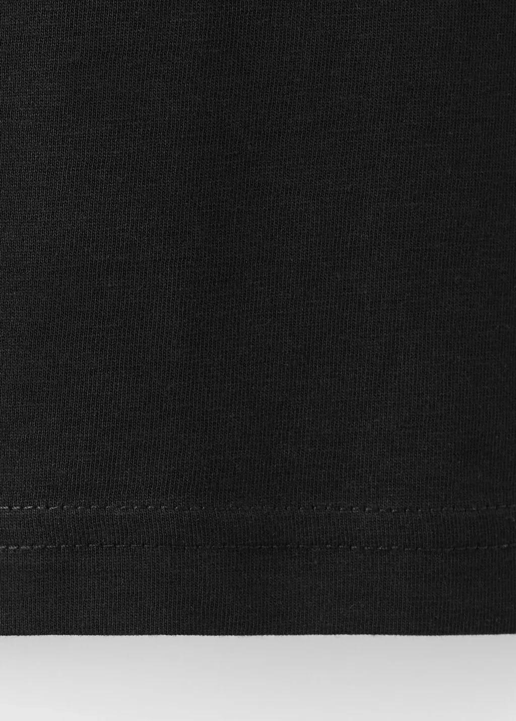 Black Rounded Neck Cotton T-Shirt, Black, large image number 5